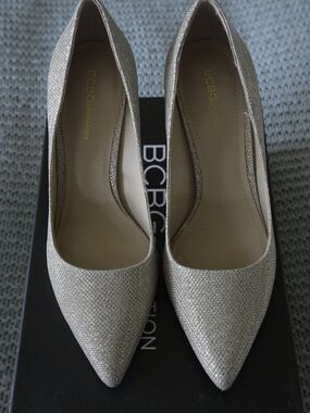 BCBGeneration Women's Shimmery Champagne Pointed Toe Pumps